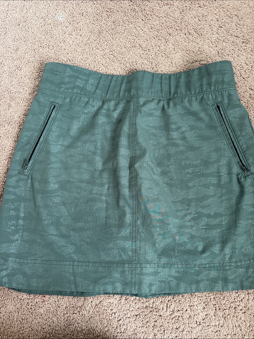 Orvis Teal Green Patterned A-Line Skirt